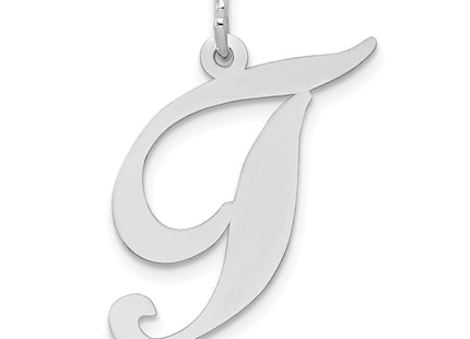 14k White Gold Large Fancy Script Letter Initial Charm