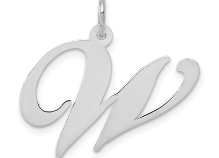 14k White Gold Large Fancy Script Letter Initial Charm