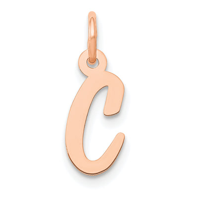 14K Rose Gold Small Script Letter Initial Charm