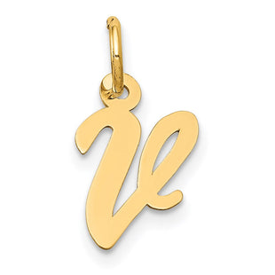 14k Small Script Letter V Initial Charm (Style YC658V)