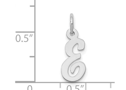 14k White Gold Small Script Letter E Initial Charm (Style YC659E)