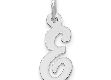 14k White Gold Small Script Letter E Initial Charm (Style YC659E)