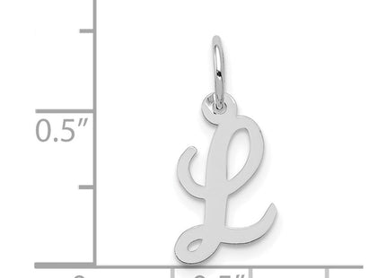14k White Gold Small Script Letter L Initial Charm (Style YC659L)