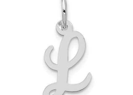 14k White Gold Small Script Letter L Initial Charm (Style YC659L)