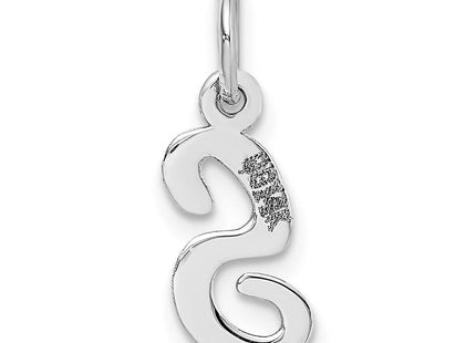 14k White Gold Small Script Letter S Initial Charm (Style YC659S)