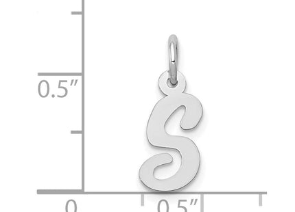 14k White Gold Small Script Letter S Initial Charm (Style YC659S)