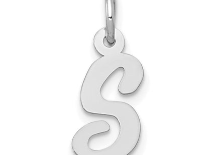 14k White Gold Small Script Letter S Initial Charm (Style YC659S)