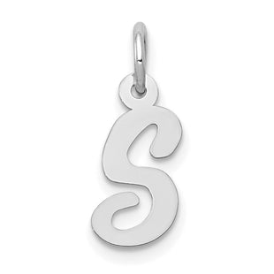 14k White Gold Small Script Letter S Initial Charm (Style YC659S)