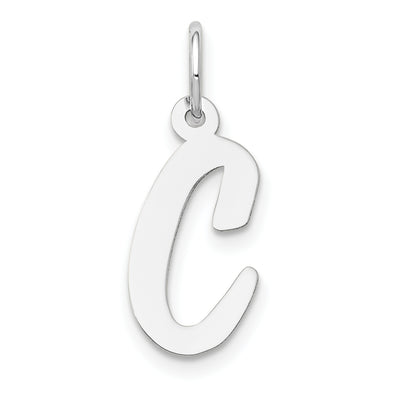14K White Gold Medium Script Letter Initial Charm