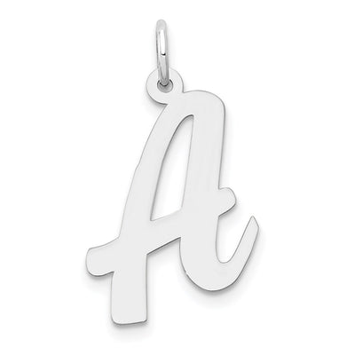 14K White Gold Large Script Letter Initial Charm