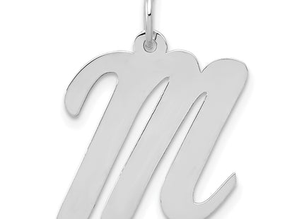 14k White Gold Large Script Letter Initial Charm