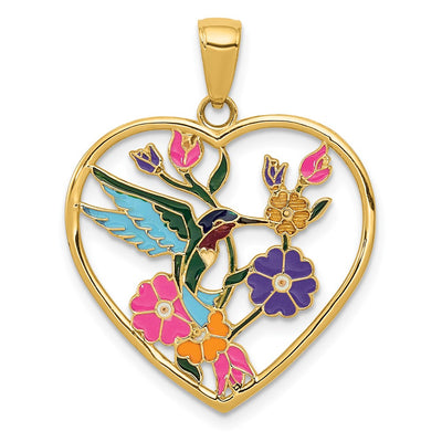 14K gold hummingbird pendant