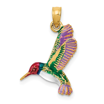 14K gold hummingbird pendant