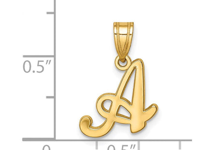 14KY Script Letter A Initial Pendant (Style YC993A)