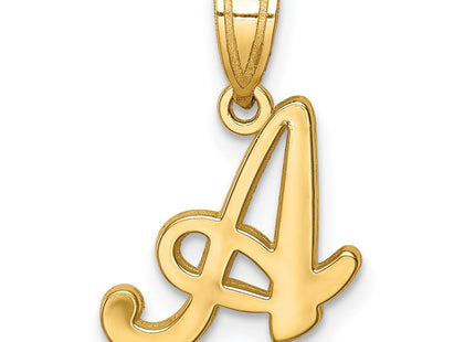 14KY Script Letter A Initial Pendant (Style YC993A)