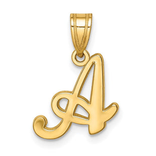 14KY Script Letter A Initial Pendant (Style YC993A)