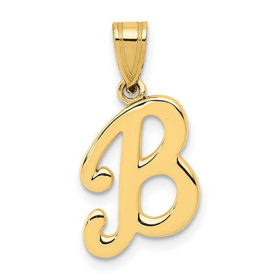 14Ky Script Letter Initial Pendant, 13.83 x 12.04mm
