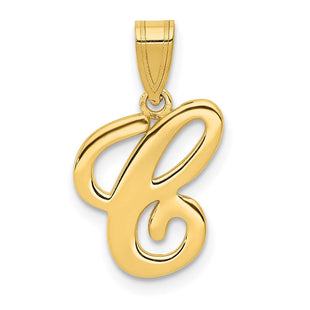 14KY Script Letter C Initial Pendant (Style YC993C)