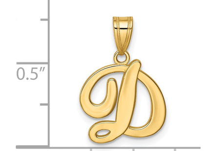 14KY Script Letter D Initial Pendant (Style YC993D)