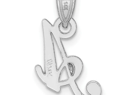 14Kw White Gold Script Letter Initial Pendant, 13.83 x 12.04mm