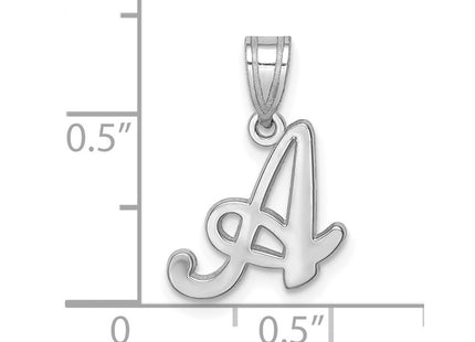 14Kw White Gold Script Letter Initial Pendant, 13.83 x 12.04mm