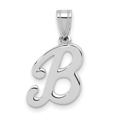 14Kw White Gold Script Letter Initial Pendant, 13.83 x 12.04mm