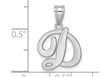 14KW White Gold Script Letter D Initial Pendant (Style YC993WD)