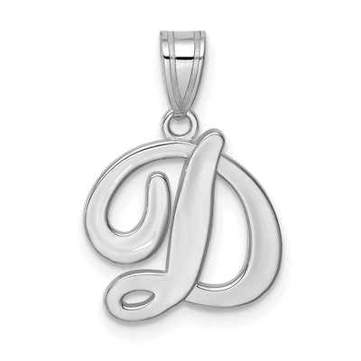14Kw White Gold Script Letter Initial Pendant, 13.83 x 12.04mm