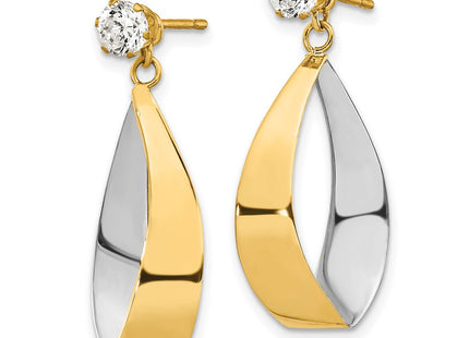14k Yellow & Rhodium Earrings Style YE1093 - Classique Jewelry Inc.