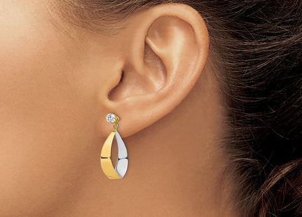 14k Yellow & Rhodium Earrings Style YE1093 - Classique Jewelry Inc.