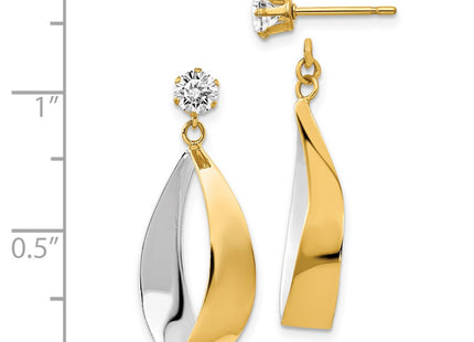 14k Yellow & Rhodium Earrings Style YE1093 - Classique Jewelry Inc.