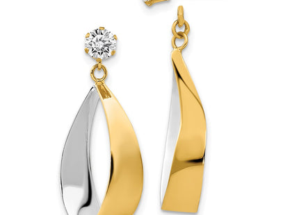 14k Yellow & Rhodium Earrings Style YE1093 - Classique Jewelry Inc.
