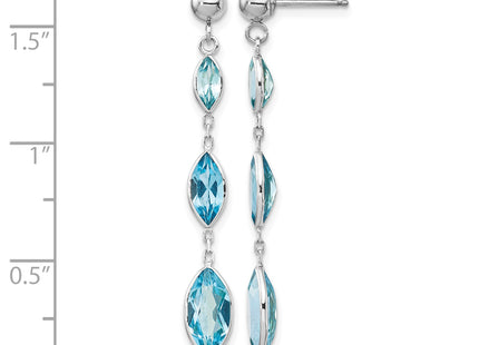 14K WG Blue Topaz Post Earrings, 36 x 5mm