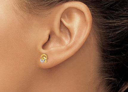 14k Yellow & Rhodium Earrings Style YE145 - Classique Jewelry Inc.