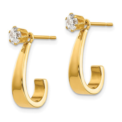 14K J Hoop with CZ Stud Earring Jackets