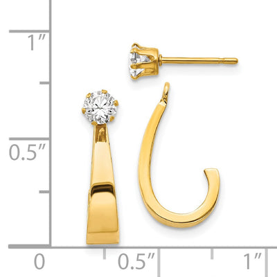 14K J Hoop with CZ Stud Earring Jackets