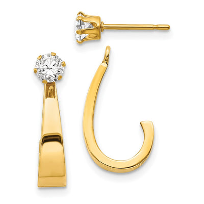 14K J Hoop with CZ Stud Earring Jackets