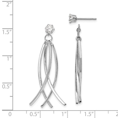 14K White Gold Curved Dangles with CZ Stud Earring Jackets