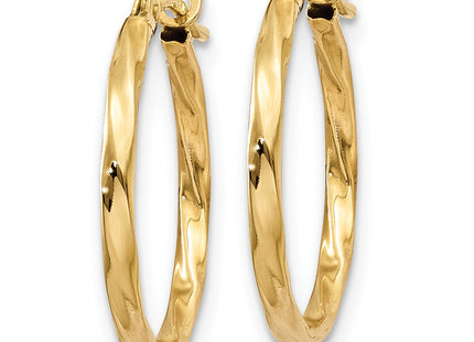 14k Twist Hoop Earrings, 14 x 1.5mm