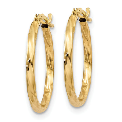 14K Twist Hoop Earrings, 14 x 1.5mm