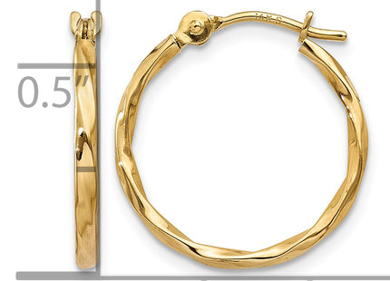 14k Twist Hoop Earrings, 14 x 1.5mm