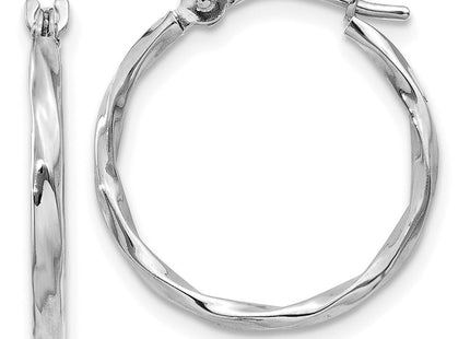 14k White Gold Twisted Hoop Earrings (Style YE1501)