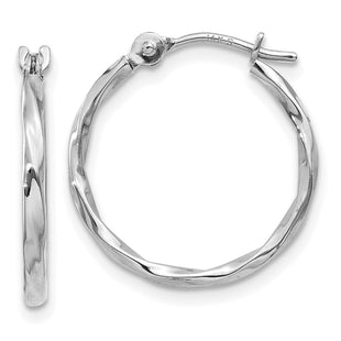 14k White Gold Twisted Hoop Earrings (Style YE1501)