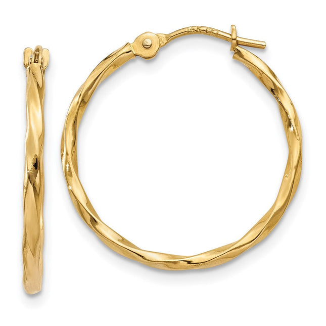14k Twist Hoop Earrings, 14 x 1.5mm