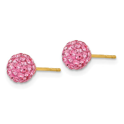 14K Rose Crystal Post Earrings