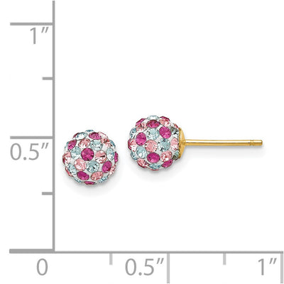 14K Post Multi-colored Crystals Ball Earrings