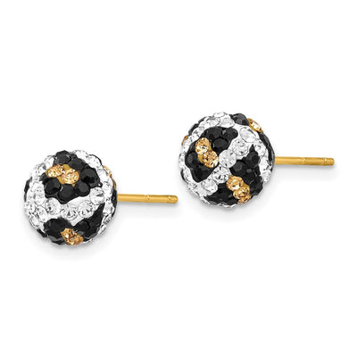 14K Post Leopard Pattern White Black Yellow Crystal Earrings