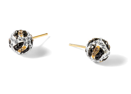 14k Post Leopard Pattern White Black Yellow Crystal Earrings