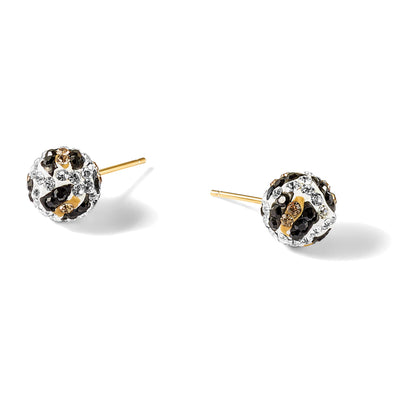 14K Post Leopard Pattern White Black Yellow Crystal Earrings