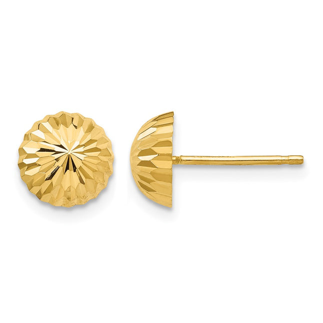 14k Gold Diamond-cut Domed Post Earrings